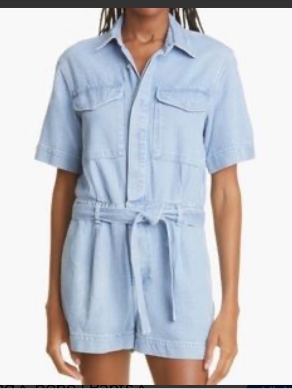 Rag & Bone Miramar Denim Light Wash Cotton Romper XS
